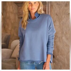 Frank & Eileen Anna Long-Sleeve Capelet Sweatshirt Pullover Blueberry. NWT